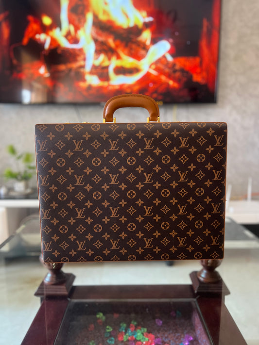 Attaché Case en Cuir et Bois